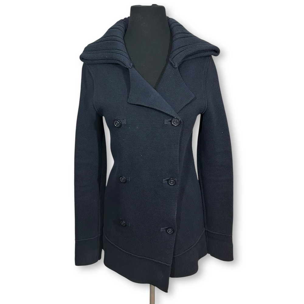 GAP Knit Pea Coat Jacket Double Breasted Shawl Collar Cotton Womens Small